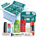 TrekTote Bulk 5 Case Pack of Mens 15 Piece Set Hygiene Kits, Bulk Travel Size Toiletries Kits, Deodorant, Shampoo, Body Wash, Shaving Cream, Razor, Toothbrush, Toothpaste, Comb, Flossers, Swabs
