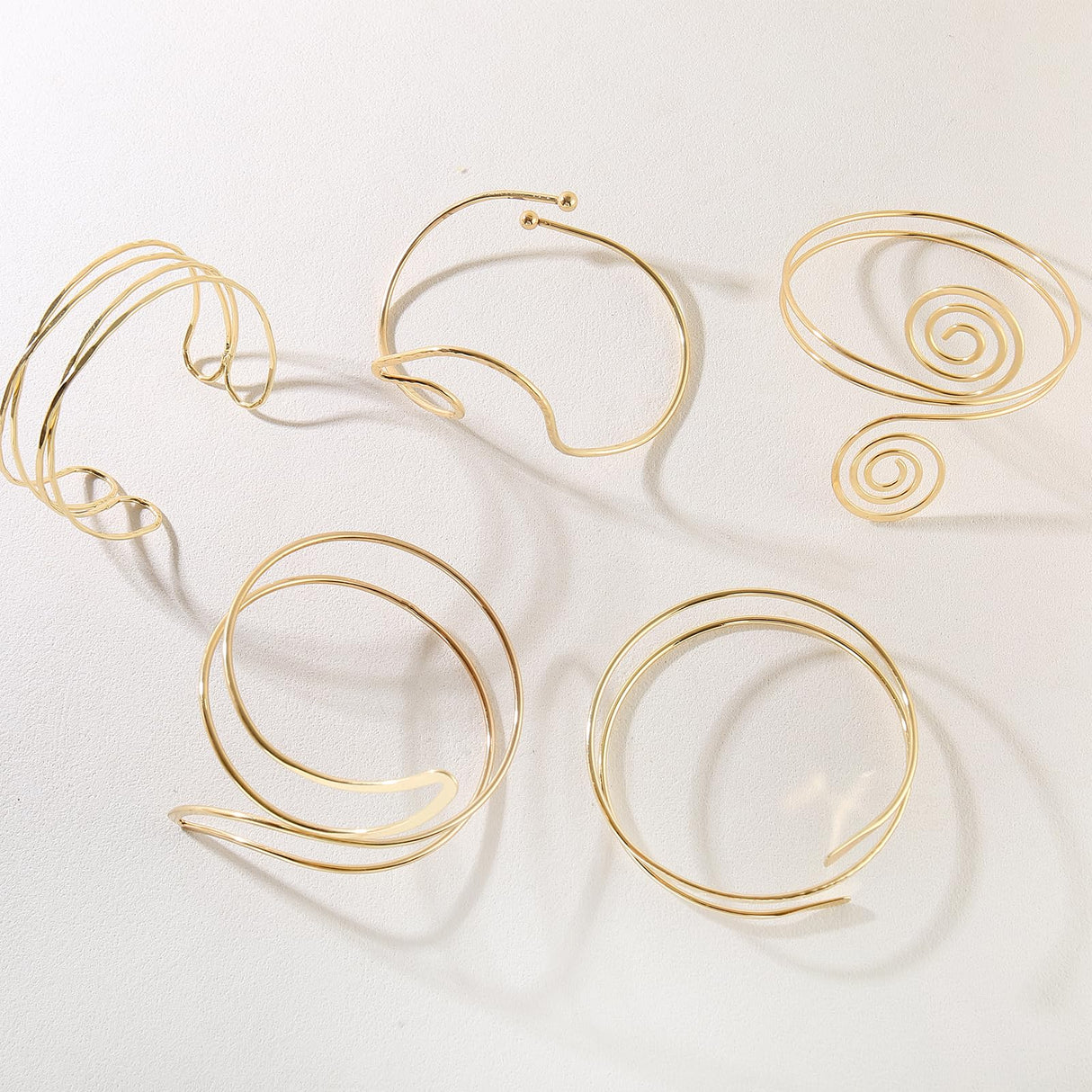 TRWWELL 8PCS Gold Arm Cuff Jewelry for Women Upper Arm Band Cuff Bangle Bracelets Adjustable Minimalist Armband Armlet Set
