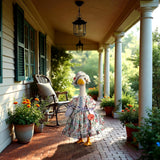Suzile Porch Goose Outfit Set Spring Flower Lolita Dress Hat Clothes for 23'' Porch Goose Plastic Cement Statue Costume for Spring Easter Primitive Rustic Summer Outdoor Patio Yard Lawn Decor