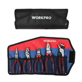 WORKPRO Pliers Set, Premium Cr-V Construction, Includes 6 Inch Slip Joint, Long Nose, Diagonal Cutting, 8 Inch Groove Joint, 7 Inch Linesman and Storage Pouch, for Basic Repair
