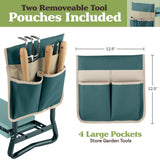 Garden Kneeler and Seat - 2-in-1 Foldable Garden Kneeling Pad and Stool with Removable Pockets for Gardening Tools - Gardening Gifts for Women, Mom, Dad, Seniors or Grandparents by Pure Garden (Green)