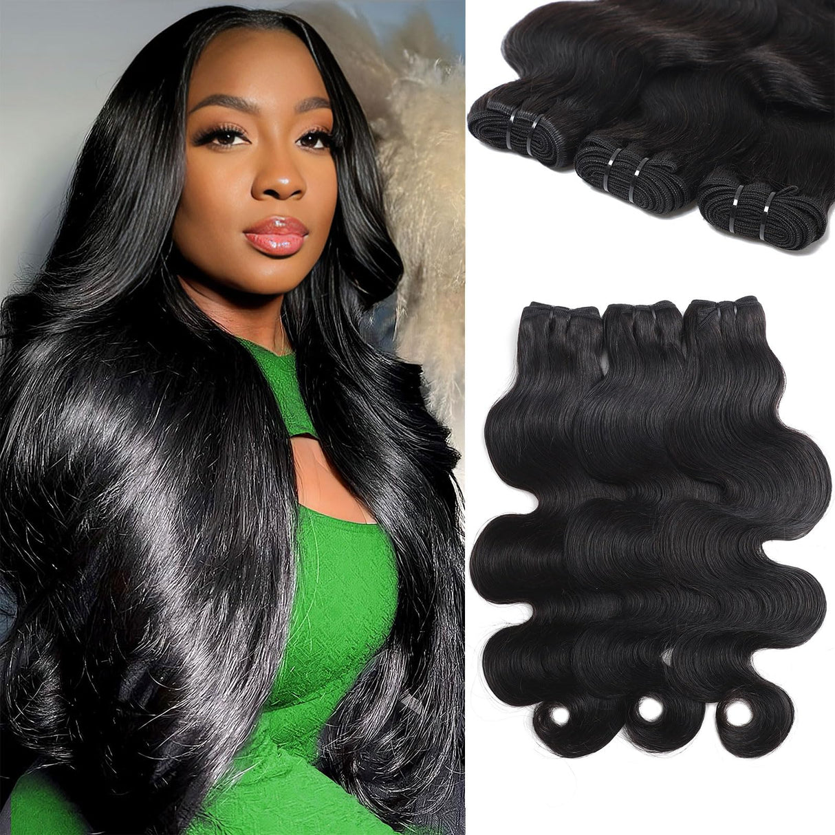 12A Raw Body Wave Bundles Human Hair 20 22 24 Inch Human Hair Bundles 100% Unprocessed Brazilian Virgin Human Hair Extensions 3 Bundles Deals Human Hair Natural Black Quick Weave Bundles for Women