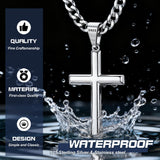 Besteel 925 Sterling Silver Cross Necklace for Men Women Cross Chain 18 In