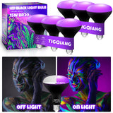 TigQiang 6 Pack Black Light Bulbs, Blacklight Bulb 120W Equivalent, E26 BR30 LED Black Light Bulb 385-400nm for Halloween Christmas Decorations, Body Paint, Glow in The Dark Party, Fluorescent Poster
