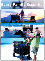 VIC 680lbs Super Cart & Table 1=5 Set, 480L Mega Capacity 54" Extra Long Extra high Folding Wagon, Heavy Duty Collapsible Carts with Brakes, All-Terrain Big Wheels for Camping, Store, Shopping