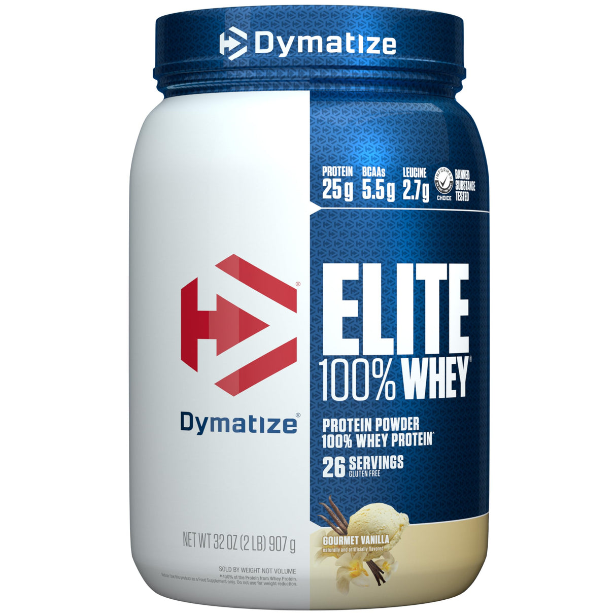 Dymatize Elite 100% Whey Protein Powder, L-Leucine, Quick Absorbing & Fast Digesting for Optimal Muscle Recovery, Gourmet Vanilla, 32 Oz