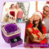 Beferr Birthday Gifts for Women Preserved Real Rose with Necklace Eternal Purple Roses Forever Flowers for Delivery Anniversary Mothers Day Flower Gifts for Mom Wife Grandma Daughter Her Girlfriend