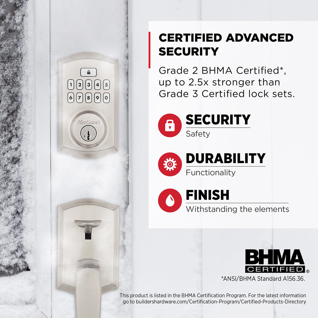 Kwikset SmartCode 260 Keyless Entry Electronic Keypad Deadbolt Door Lock with Auto-Lock, Custom User Codes, Advanced Security in Satin Nickel Traditional