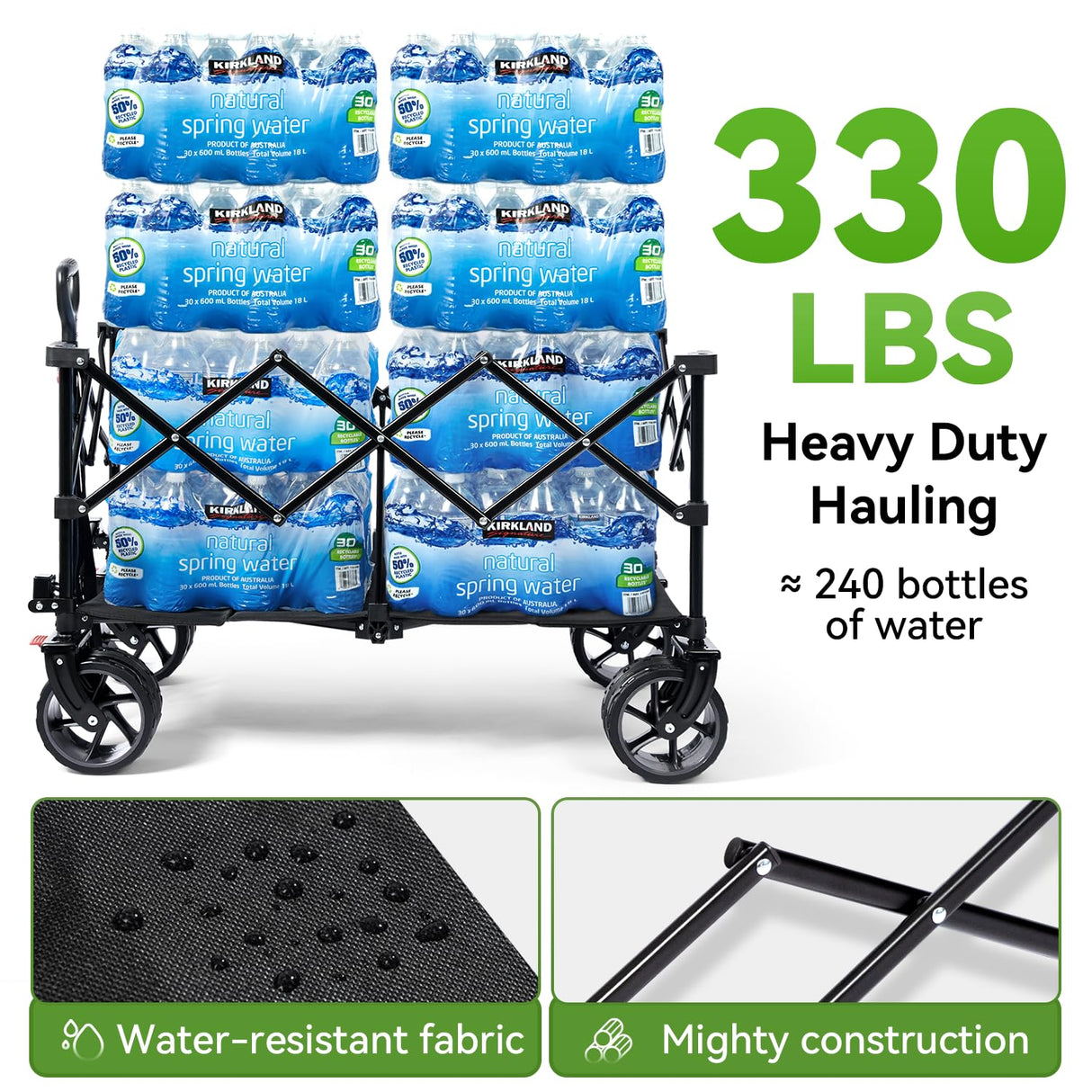Hikenture Collapsible Beach Wagons with Big Wheels for Sand, 330lbs Cart