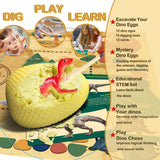 Dino Fossil Eggs Dinosaur Toys - 12 Dinosaur Eggs Dig Excavation Kit w Play Mat for Kids Ages 5-7 Easter Basket Essentials STEM Toy Christmas Birthday Gift for Boys Girls 3 4 5 6 7 8 + 8-13 Years Old