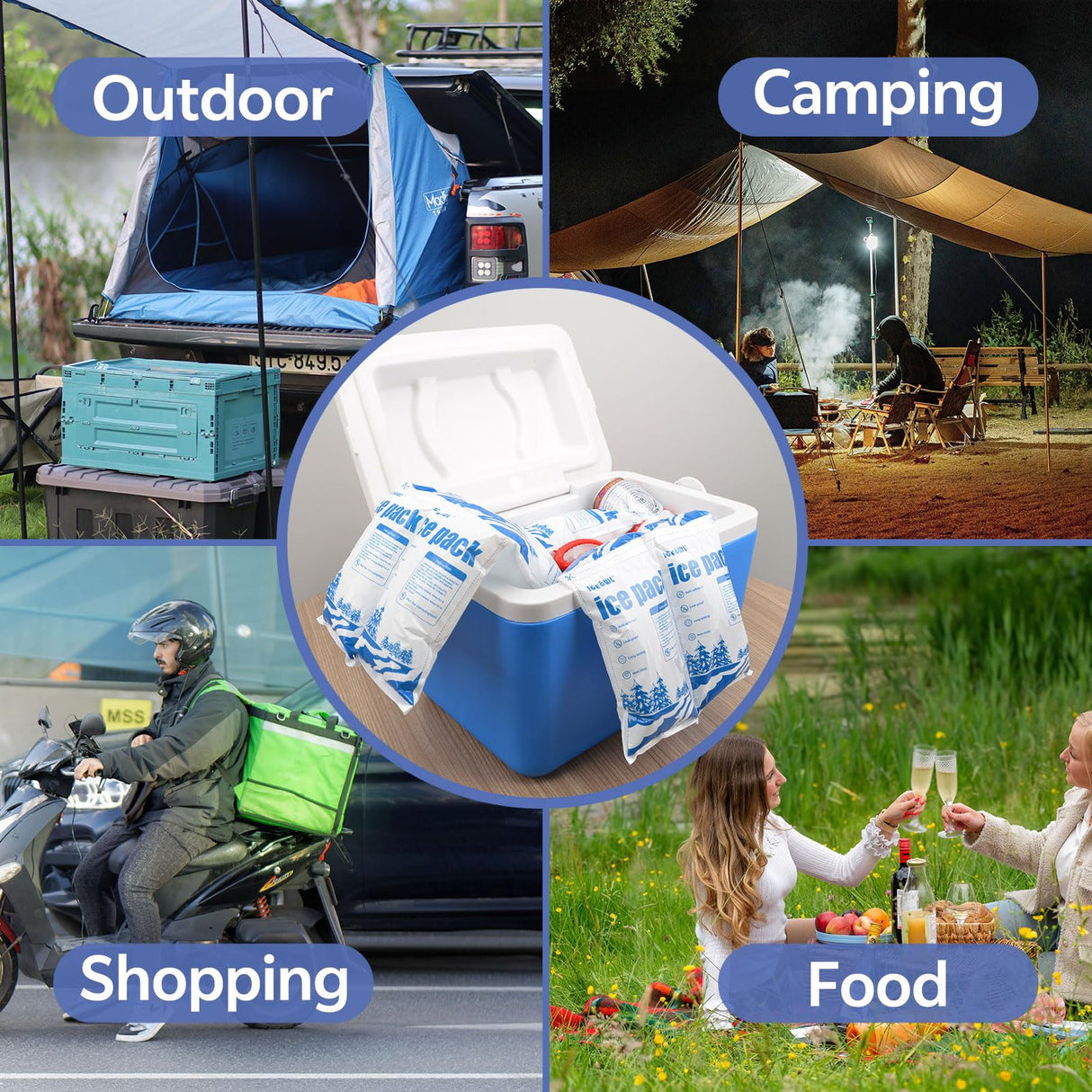 ICE OWL Dry Ice Packs for Shipping Non-Stick for Food Double-Sided Absorption TUV and SGS Tests Long Lasting Shipping Cold Packs 20 Sheets 14"x8.7" 20x4 for Coolers Lunch Bags 80Cells