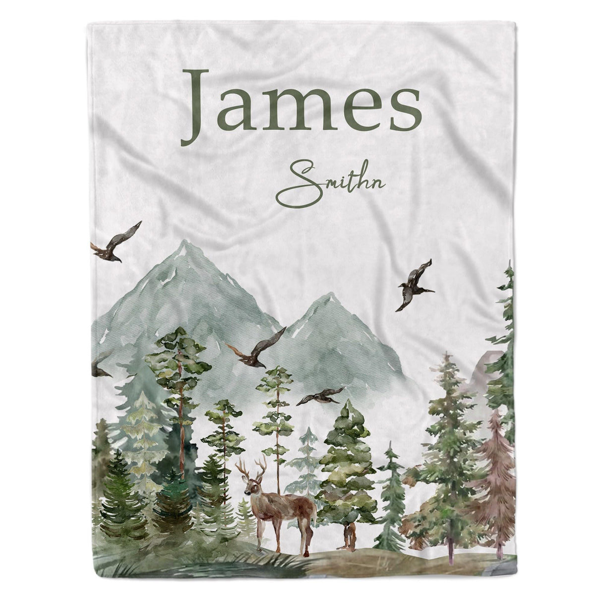 Edit Gift Personalized Woodland Baby Blanket with Name Custom Name Blanket for Boy Newborn Expect Mom Customized Gifts for Baby Shower Birthday Christmas