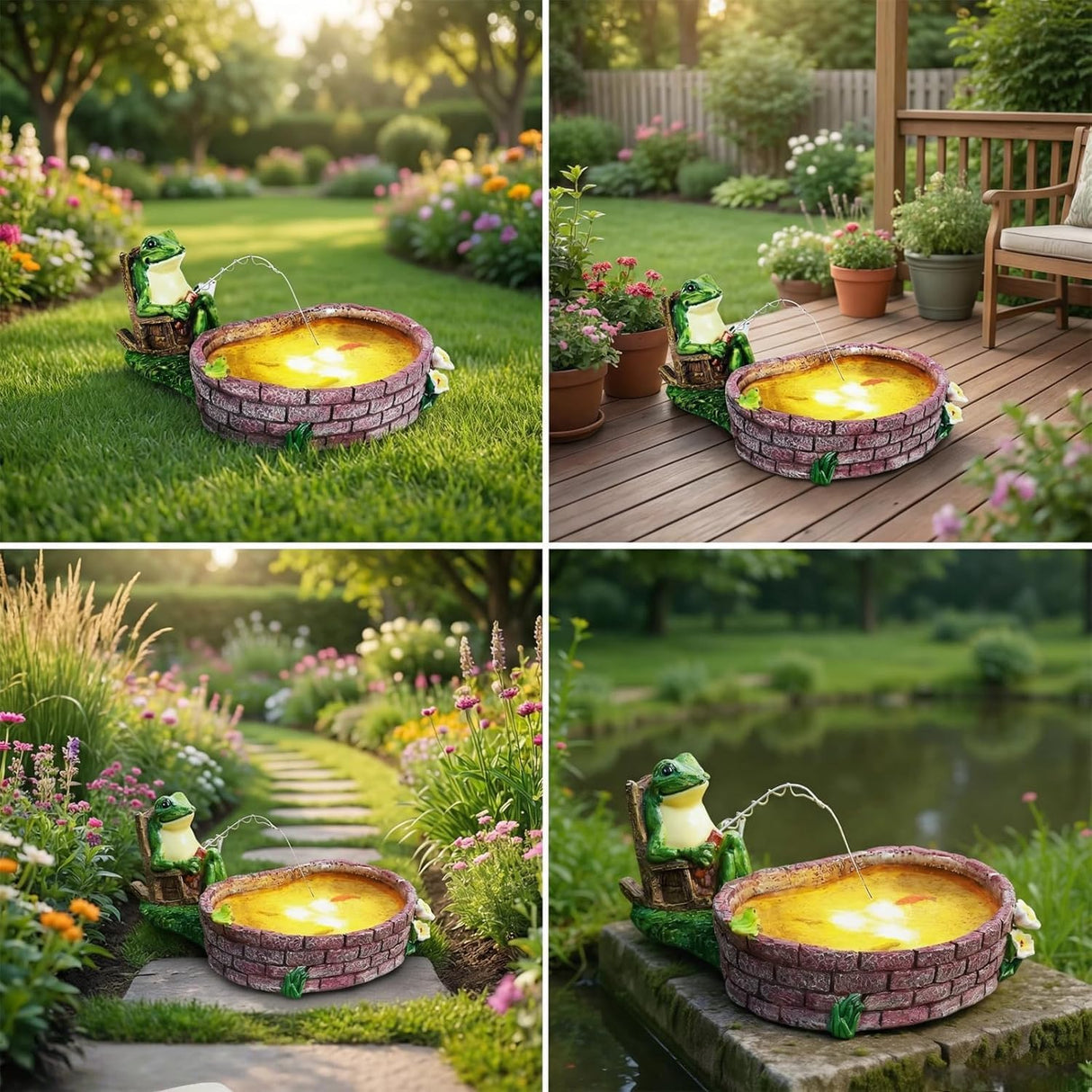 RPYFMMKPF Solar Frogs for Outdoors, Fishing Frog-Shaped Garden Decor, Patios, Yards, and Lawn Ornaments Frog Gifts for Women