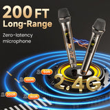 HWWR Karaoke Machine with 2 Mics for Adults & Kids, Stage Subwoofers Set