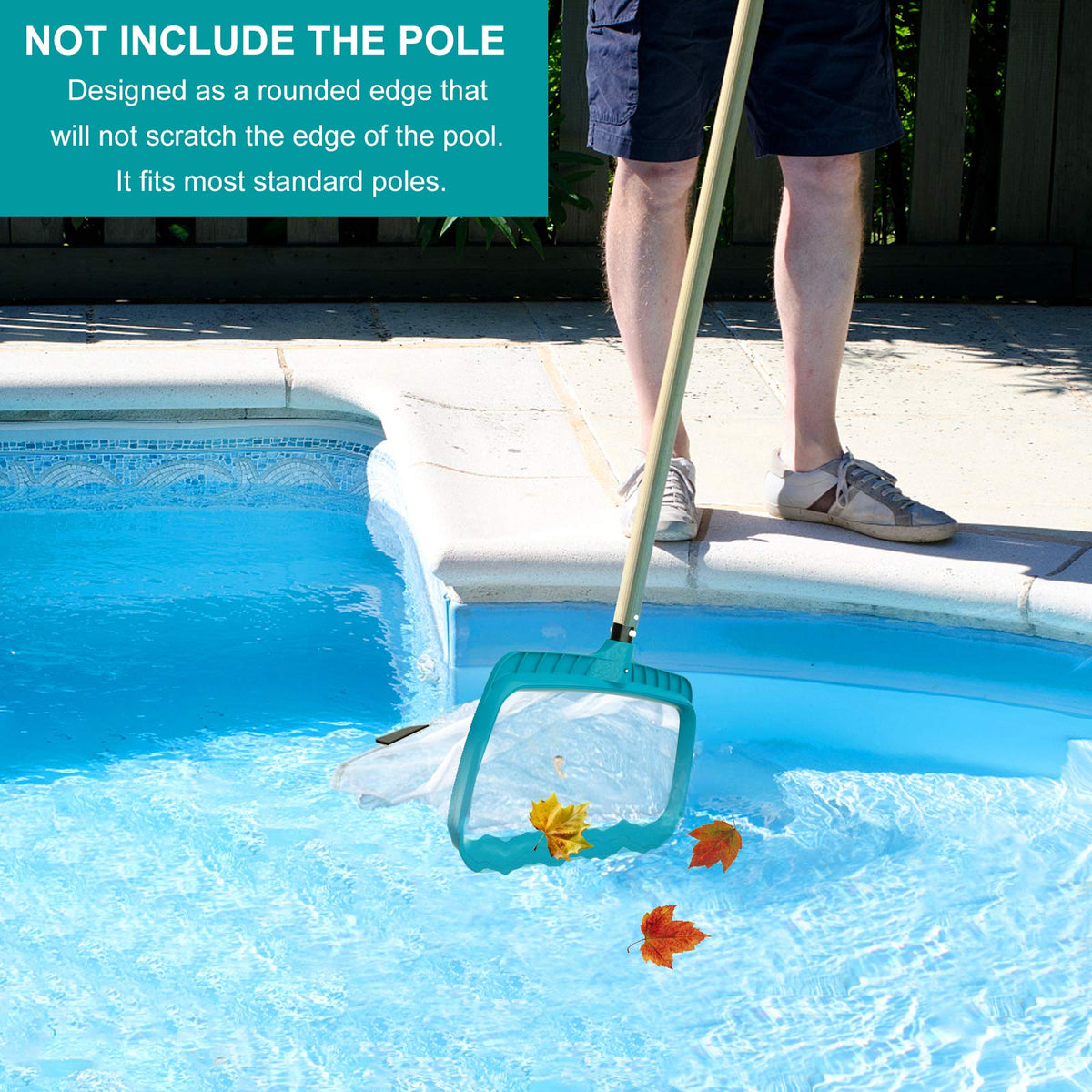 POOLWHALE Pool Skimmer Leaf Rake Net, Fine Mesh Deep Nylon Bag (No Pole)