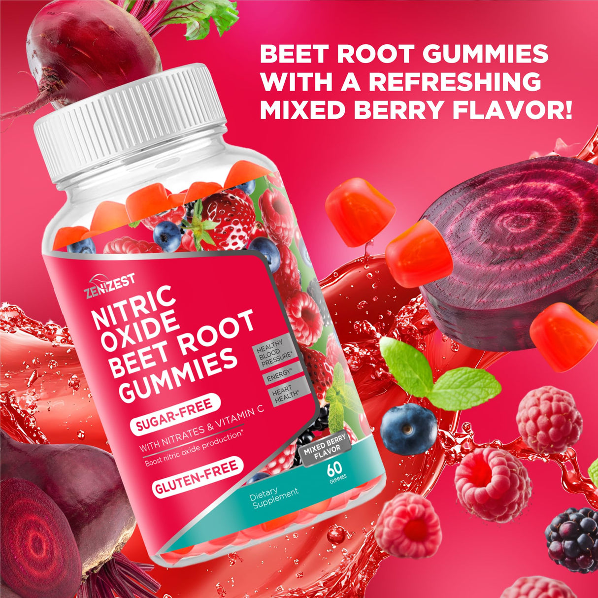 Beets Root Soft Chews Supplements - Support for Heart Health and Healthy Circulation Flow Naturally - Advanced Nitric Oxide Natural Beet Powder Vitamins Chewable Sugar Free Gummies for Men Women