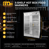 5-Shelf Electric Hot Box Food Warmer Accommodating up to (10) 16" Pizza Boxes, Countertop Heated Holding Cabinet for Pretzels, Warming Machine for Home Commercial Use, w/Water Drawer, 120V 600W