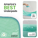 IMPROVIA® Washable Underpads, 34" x 36" (Pack of 2) - Heavy Absorbency Reusable Bedwetting Incontinence Pads for Kids, Adults, Elderly, and Pets - Waterproof Protective Pad for Bed, Couch, Sofa, Floor