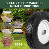 Taifa 2 PCS 16 Inch Rubber Solid Flat Free Tires and Wheels 4.80/4.00-8 with 3/4'' Axle Bore Hole, Air Less Wheel for Wheelbarrow/Wagon/Hand Truck/Trolley/Garden Cart etc.