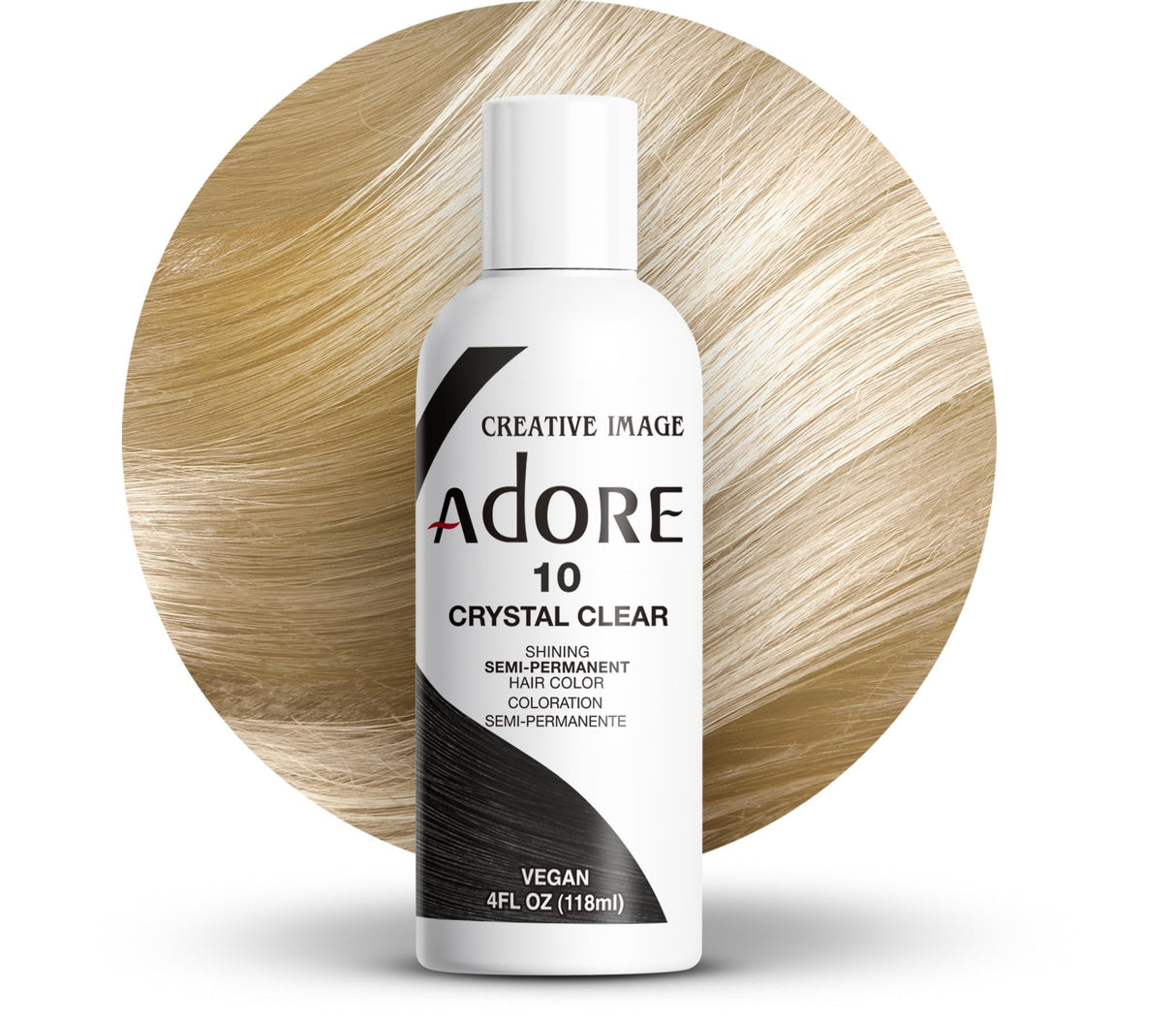 Adore Semi Permanent Hair Color - Vegan and Cruelty-Free Clear Hair Dye - 4 Fl Oz - 010 Crystal Clear (Pack of 1)