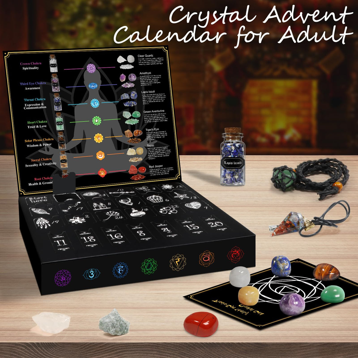 pozemu 24 Pcs Crystal Advent Calendar 2026 Healing Crystal Natural Gemstone