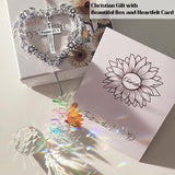 Elivida Christian Gifts for Women, Heart-Shaped Suncatcher with Cross - Religious Birthday Ornament with Scripture The Lord is My Light and My Salvation - Inspirational Catholic Spiritual Gifts