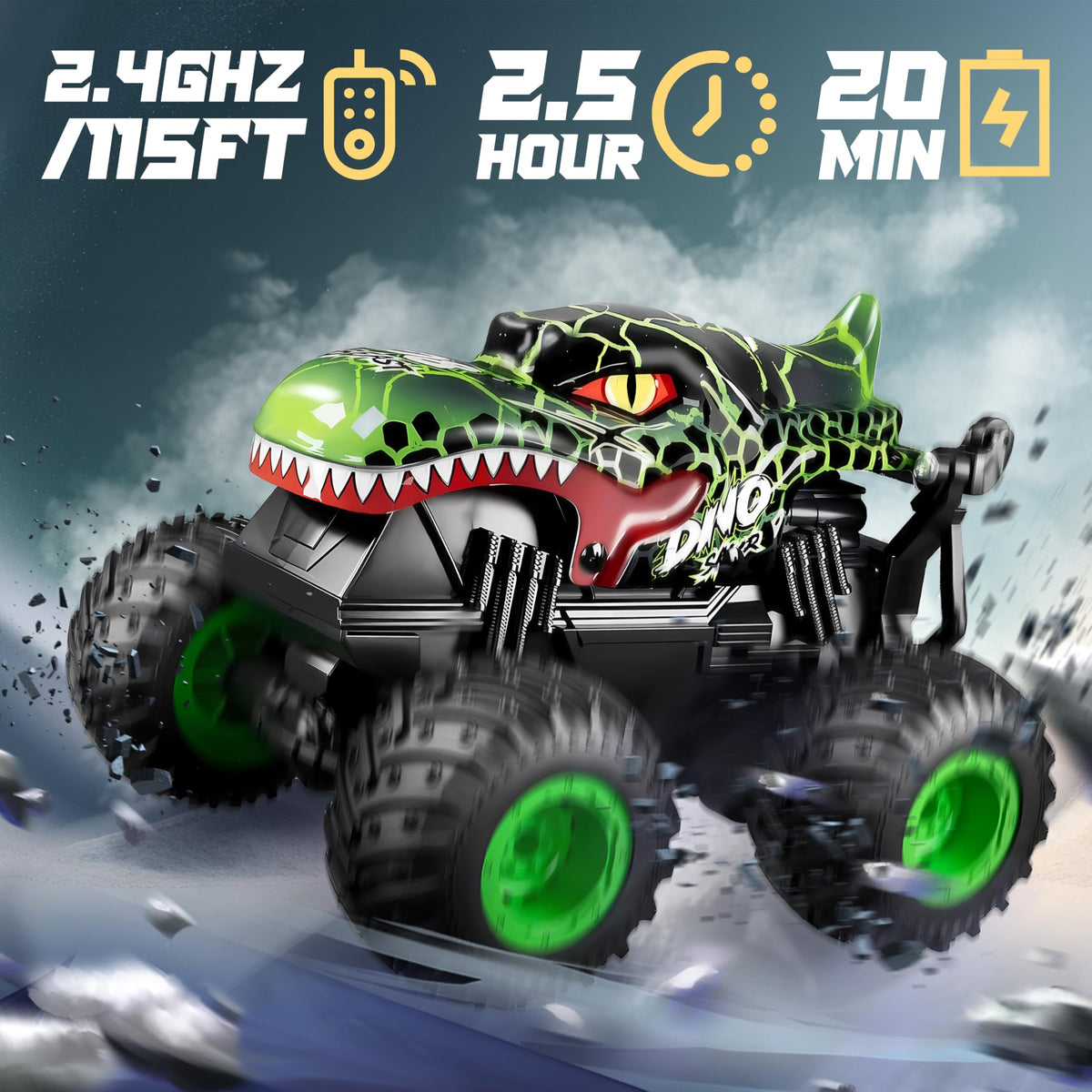 BEZGAR Monster Truck Toys, 1:20 Remote Control Car with Light & Music