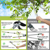 Heavy Duty Hand Loppers Pruning Shears for Gardening,25"-44" Extendable Branch Cutter for Tree Limb Trimming, Lightweight Anvil Lopping Shears for up to 2” Thick Branches Cutters (Green)