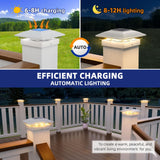 APONUO 6 Pack Solar Post Cap Lights, 2 Modes(Warm/Cool Light) Outdoor Waterproof Fence Post Solar Lights, Solar Powered Garden, Patio, Deck Decor for 4x4, 5x5, 5.5x5.5 Wood & Vinyl Posts, White
