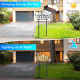 Solar Address Signs for Yard, Solar Powered Address Sign with Warm White & Cold White, IP65 Waterproof Solar House Numbers for Outside, LED Illuminated Plaques Wall Mounted & In Ground