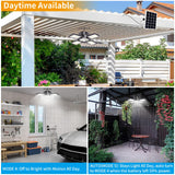 Aqonsie Solar Shed Light Outdoor Indoor, 176LED Solar Powered Motion Sensor Pendant Light Daytime Available, Solar Indoor Lights with 5 Lighting Modes & Remote for Shed Gazebo Barn Garage, 2 Pack