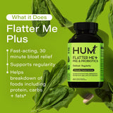 HUM Flatter Me Digestive Enzymes with Probiotics & Prebiotics - Fast-Acting Bloat Relief, Digestive Health and Regularity, Vegan Formula 60 Servings