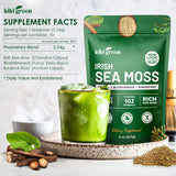 KIKI Green Irish Sea Moss Powder 8 Oz - with Bladderwrack Burdock Root Extract for Immune Support - Keto, Vegan Supplement