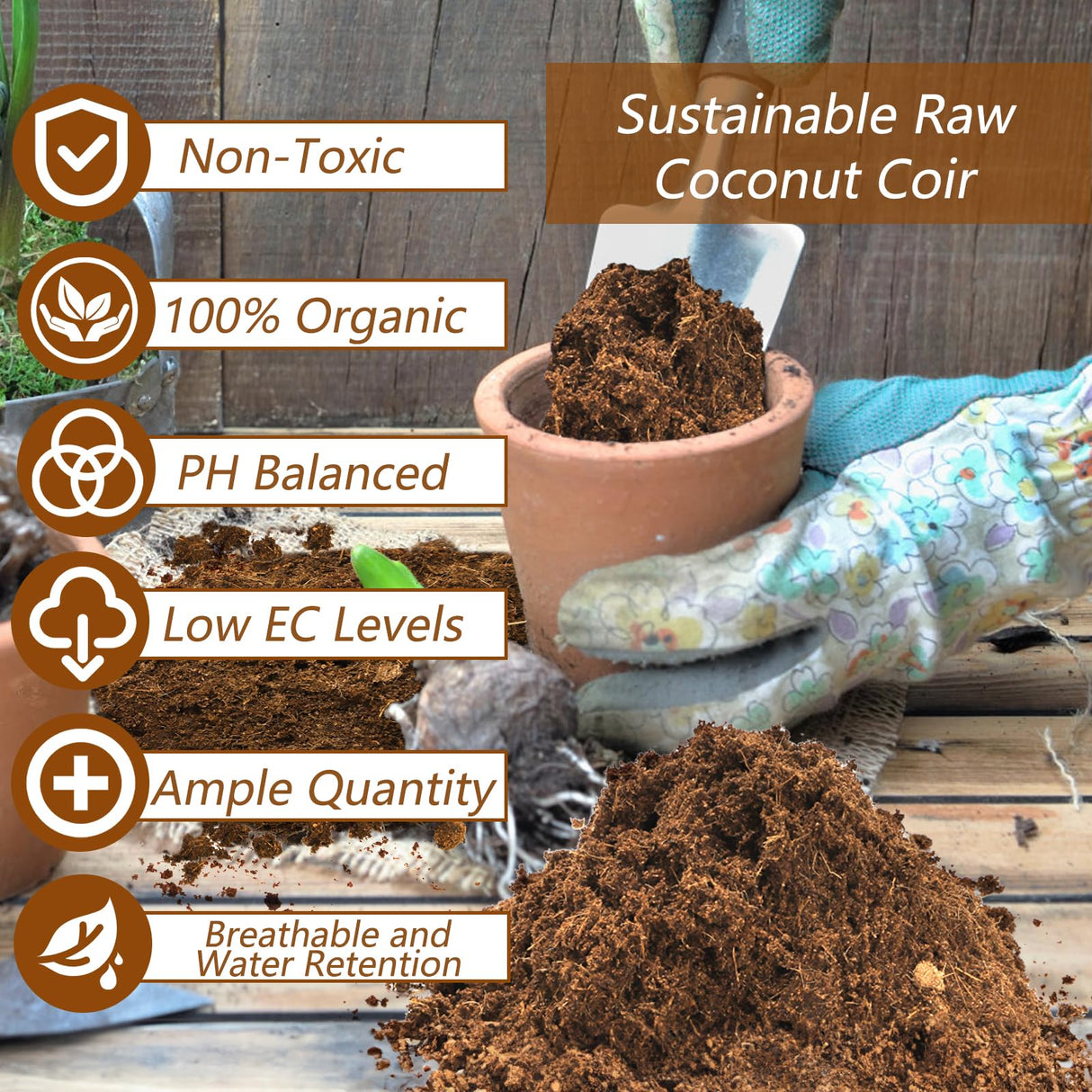 ZENFUN 12 Packs 17 lb Coco Coir Organic Brick for Plants, 100% Natural Coconut Coir Pith, Compressed Coco Bricks, Coco Fiber for Soilless Gardening, High Nutrition Coconut Soil Coco Fiber