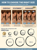 Big Earrings For Women 80mm Oversize Womens Statement Jewelry Stainless Steel Large Hoops Black Hoop Earrings