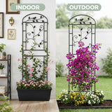 CL FUN Garden Trellis for Climbing Plants, 2 Pack 71x20 in Metal Lattice Panel with Black Coating, Tall Climbing Support for Rose Vines Clematis Flowers Vegetables Fruits - Plant Trellis Outdoor