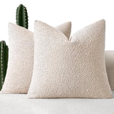MIULEE 20x20 Inch Christmas Decorative Pillow Covers for Couch Bed Set of 2 Textured Boucle Neutral Winter Throw Pillows Natural Beige Accent Solid Cushion Pillowcases Sofa Livingroom Home Decor