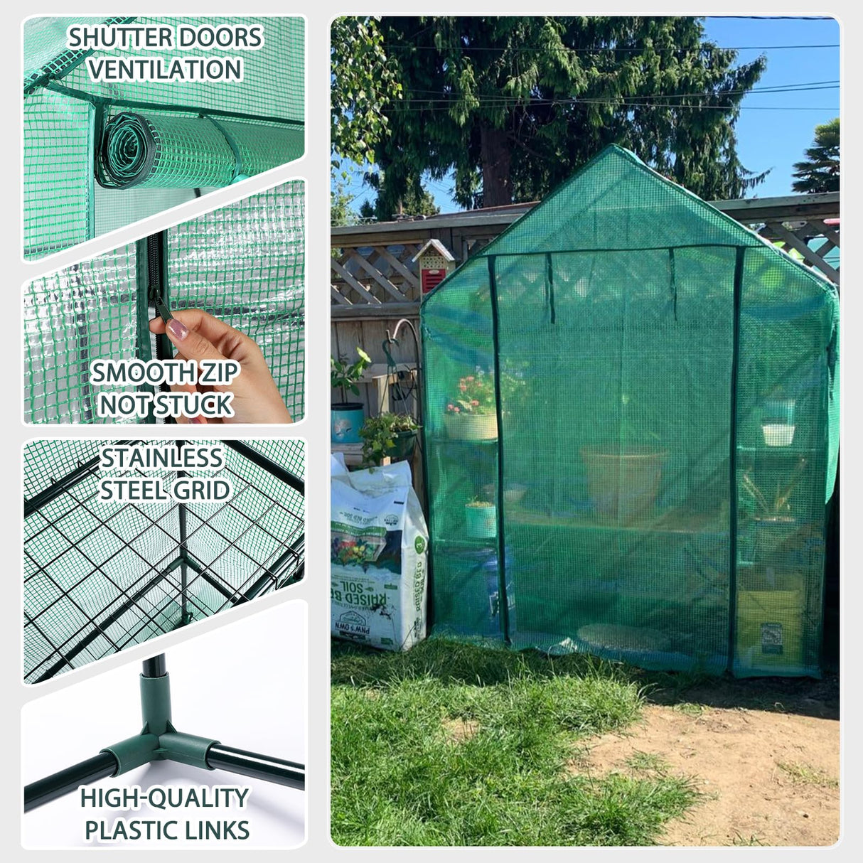 KOKSRY Mini Greenhouse,Greenhouses for Outdoors,Portable Walk in Green House for Garden Plants that Need Frost Protection and Away from Animals(56"x30"x76")-Green