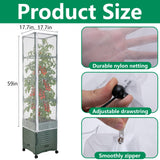 4 Pcs Garden Bird Netting Plant Cover for Square Tomato Cage, 59" x 17.7" Insect Bird Barrier Tomato Cage Net with Zipper & Drawstring, Tomato Trellis Netting Protection Cover for Protecting Plants