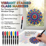Hula Home Stained Glass Mandala Art Kit - DIY Window Clings with Markers, 10 Suncatchers - Perfect Hobby for Adults, Kids, Teens & Seniors - Ideal Gift for Beginners, Women & Elderly