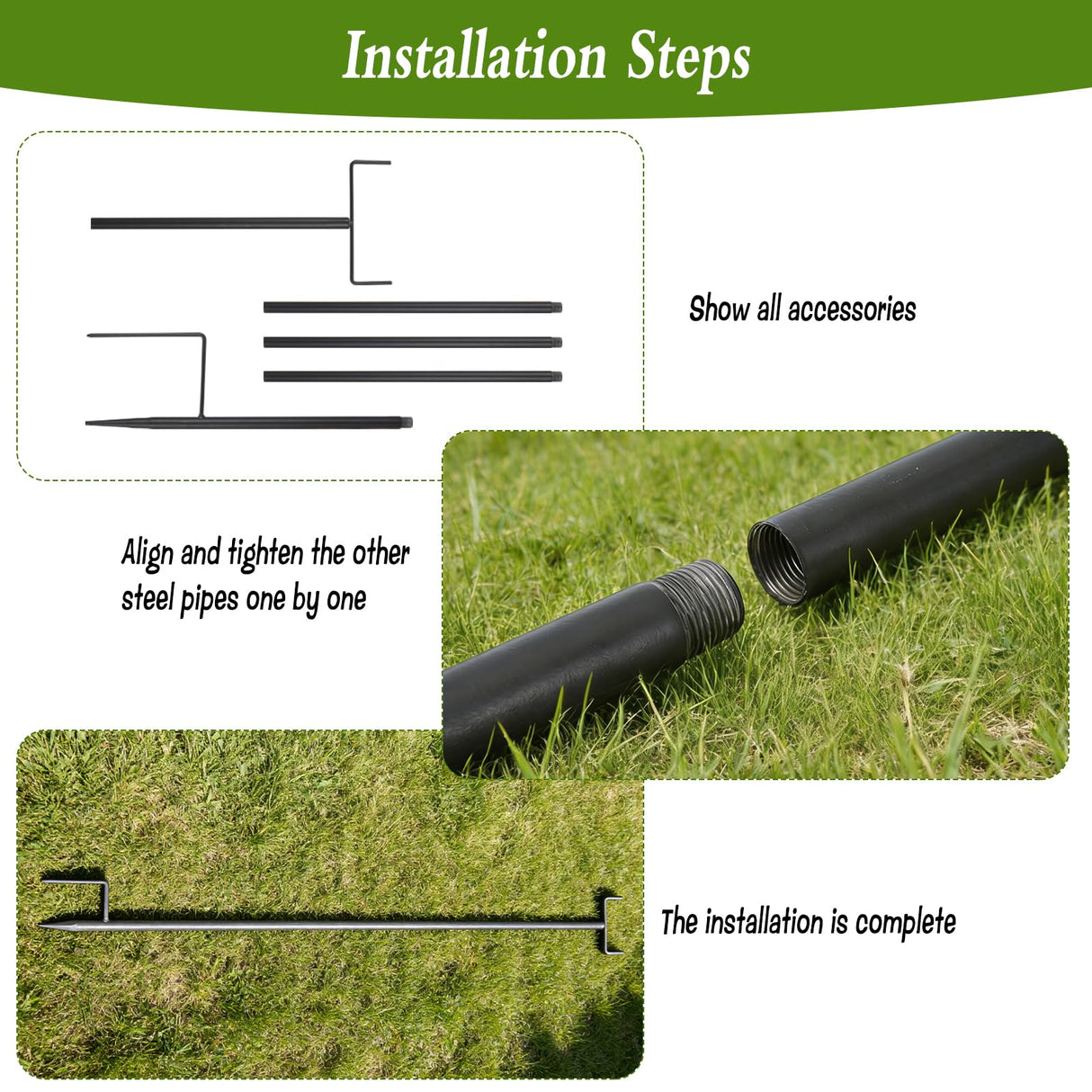 HFYZZ 4Pack 78.7 Inch Metal Garden Netting Support Stakes, Heavy Duty Rustproof Black Coated Steel Frame for Garden Fencing, Lawn Plant Support Pole for Blueberry Garden Bed Plant Crop Protection