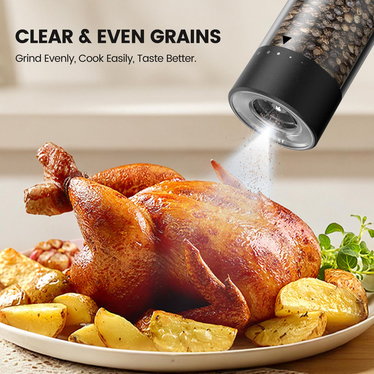 Electric Salt and Pepper Grinder Set - Rechargeable Automatic Salt and Pepper Shakers, Kitchen Appliances with External Adjustable Coarseness, Large Capacity, Housewarming Birthday Gifts for Women Men