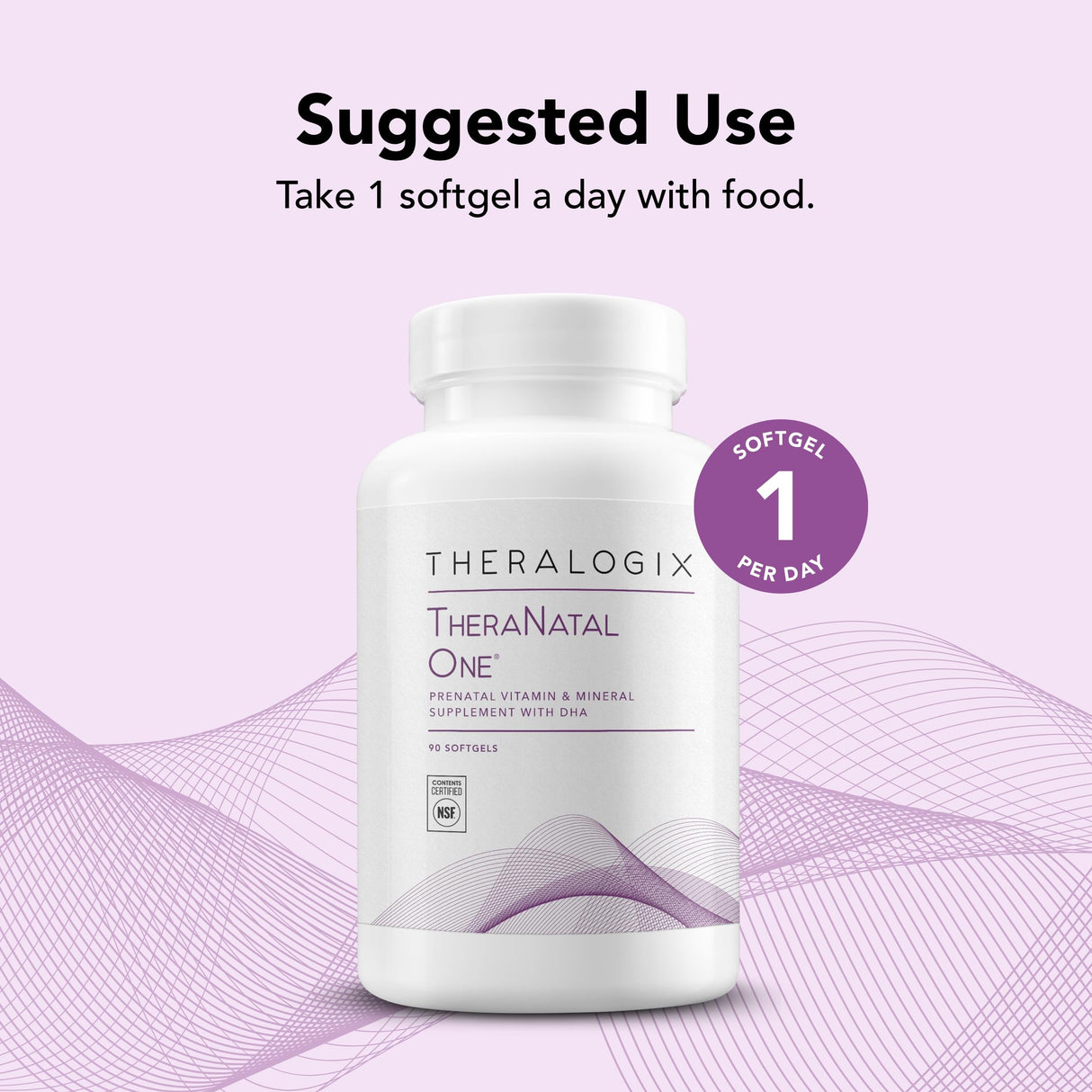 Theralogix TheraNatal One Prenatal Vitamin - 90-Day Supply - Prenatal Multivitamin with DHA, Vitamin D3, Methylated Folate, Iron & More to Support a Healthy Pregnancy* - NSF Certified - 90 Softgels