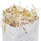 Mefleet 2 LB Crinkle Cut Paper Shred Filler White & Gold Crinkle Shredded Paper for Gift Box - Gift Basket Bag Filler - Grass Cushion Stuffing for Christmas Holiday Packaging Wrapping