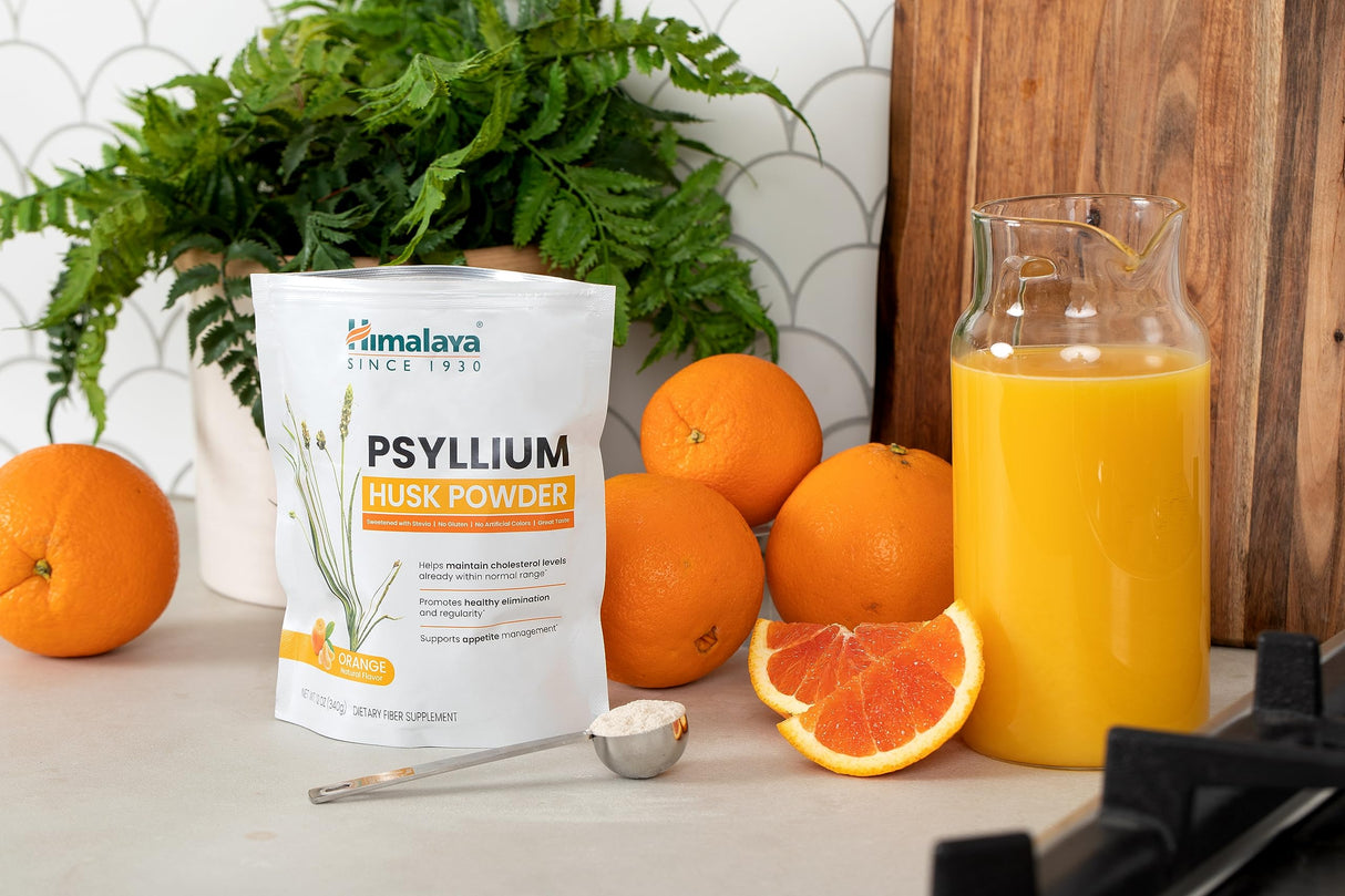 Himalaya Psyllium Husk Powder, Orange, 48 Servings - Daily Fiber Supplement for Supporting Digestive Health and Regularity - Vegan, Non-GMO, Sugar Free, Gluten Free, 12 oz (340 g)