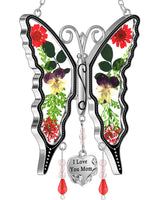 KY&BOSAM Butterfly Suncatcher Pressed Flower Stained Glass Window Hanging