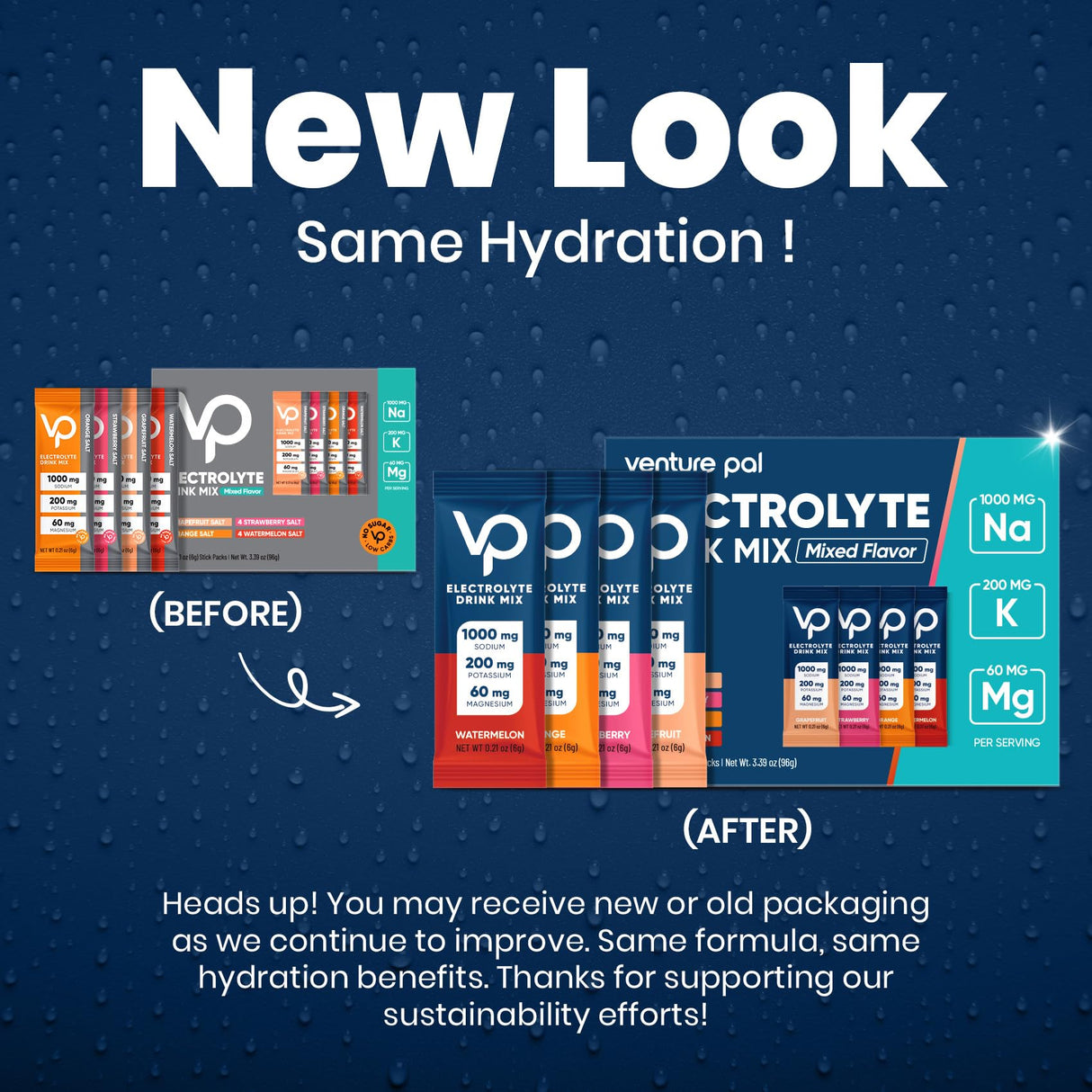 Venture Pal High Sodium Sugar Free Electrolytes Powder Packet - Hydration Packets with Vitamin, Sodium & Potassium | Zero Calories | Vegan, Keto & Paleo Friendly Electrolyte Drink Mix - 16 Sticks