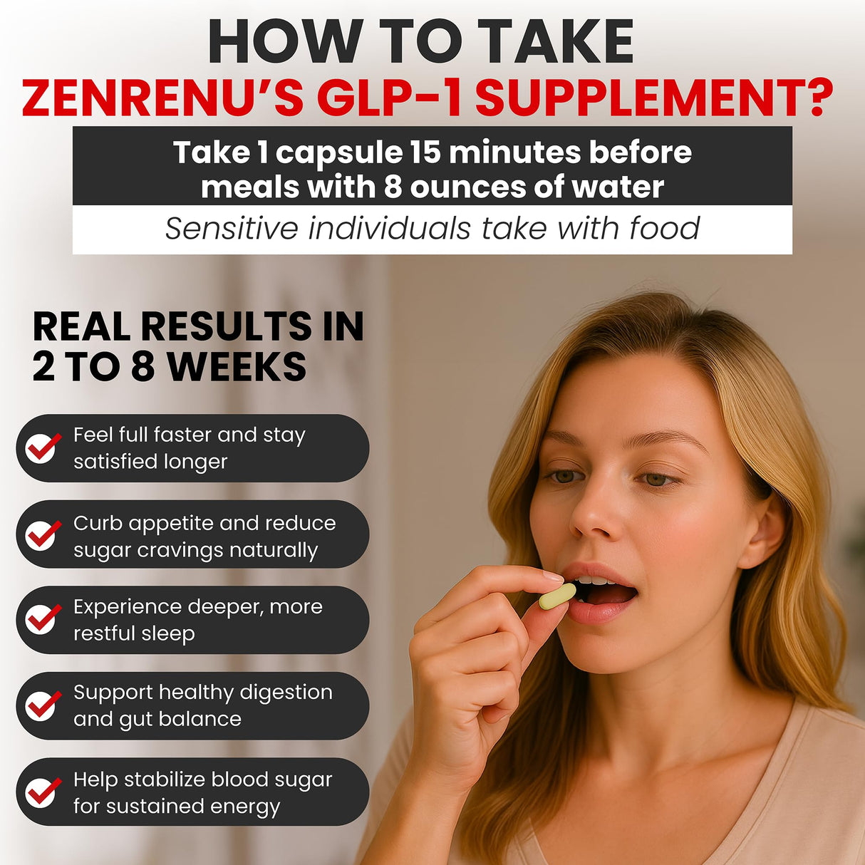 Zenrenu GLP-1 Supplement for Women-Natural Appetite,Craving & Loss Support – Akkermansia Probiotic, Super Berberine & Cinnamon,11-in-1 Gut & Metabolism Support - GLP1 Activate -60 Vegan Caps