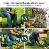 RAIN SPIRIT Garden Kneeler and Seat with Thicken & Widen Soft Kneeling Pad,Heavy Duty Gardening Bench Kneeler and seat Foldable Gardening Stool with 2 Tool Pouches，Gifts for Women, Seniors, Mom & Dad