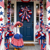 Aposwow 4th of July Porch Goose Outfit, USA Patriotic Goose Costume with Swimsuit Hat Sunglasses Lawn Art, 250th Anniversary Outfits for 23" Garden Geese Statue Garden Decoration